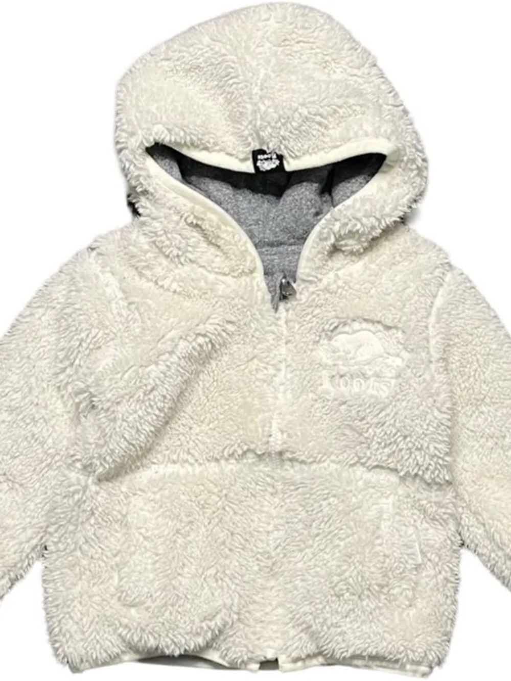 Roots Kids XL /Ladies Small Hooded Reversible Zip-Up Sherpa Jacket - Picture 2 of 2